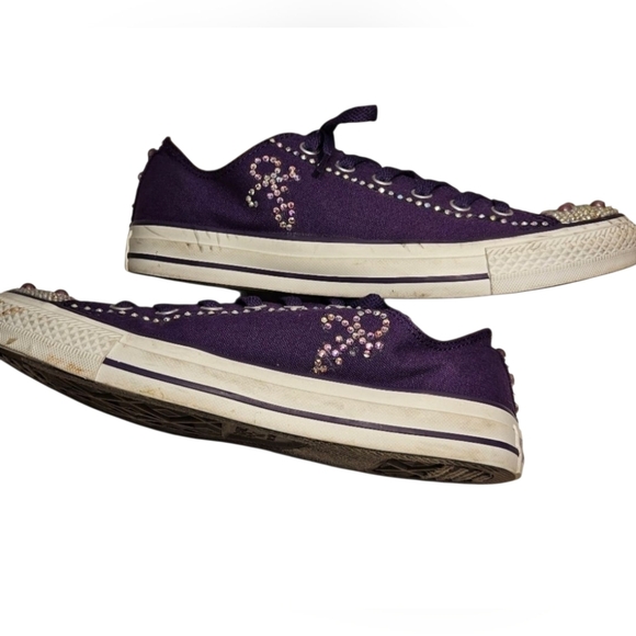 Custom Converse SZ 10 Pop Rock Star Prince Hall of Fame Chuck Taylor Low Tops - Picture 2 of 12